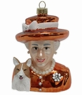 QUEEN ELIZABETH W. CORGI - GLOSS ORANGE DRESS GLASS WEIHNACHTSKUGEL