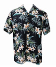 ORIGINAL HAWAIIHEMD - ORCHID GINGER - SCHWARZ - PARADISE FOUND