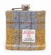 HARRIS TWEED 6OZ HIP FLASK - MUSTARD TARTAN