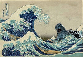 GODZILLA VS. THE GREAT WAVE POSTER